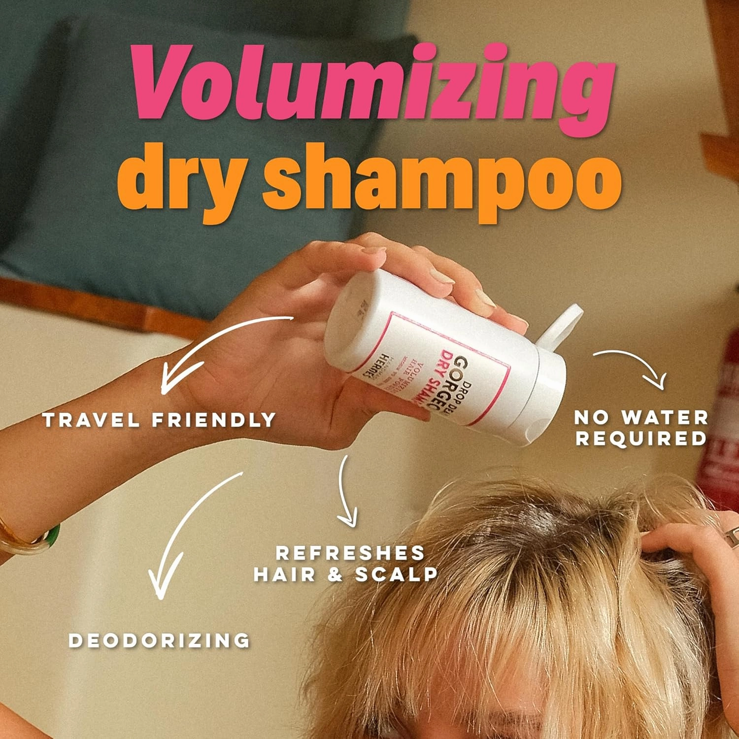 Handmade Heroes Non Aerosol Dry Shampoo Volume Powder 1.8oz, 100% Natural & Vegan For Light and Blonde Hair (2 pc set)