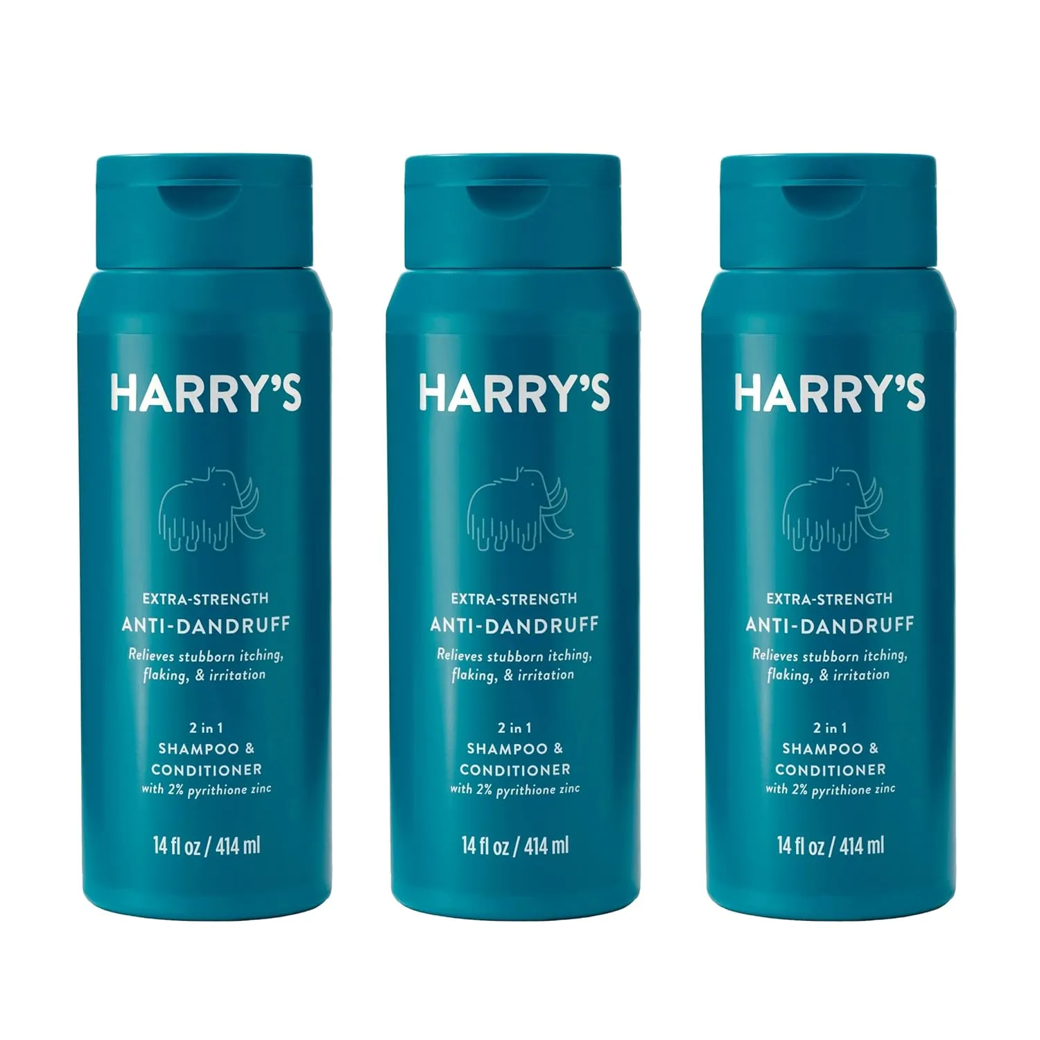 Harry's Extra Strength 2-in-1 Anti Dandruff Shampoo and Conditioner for Men, 2% Pyrithione Zinc, 14 fl oz, 3ct