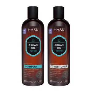 HASK ARGAN OIL Repairing Shampoo   Conditioner Set for All Hair Types, Color Safe, Gluten-Free, Sulfate-Free, Paraben-Free, Cruelty-Free - 1 Shampoo and 1 Conditioner