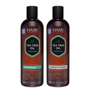 HASK TEA TREE OIL & ROSEMARY Invigorating Shampoo   Conditioner Set for All Hair Types, Color Safe, Gluten-Free, Sulfate-Free, Paraben-Free, Cruelty-Free - 1 Shampoo and 1 Conditioner