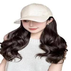 Hat Wig Women Baseball Cap Wig with Curly Hair Extensions Sun hat with large waves and long curly hair Blonde Wig