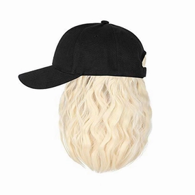Hat Wig for Women Short Wave Baseball Cap Wig with Curly Synthetic Hair Extensions 14inch Wavy Curly Bob wig Sun hat
