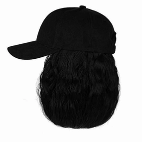 Hat Wig for Women Short Wave Baseball Cap Wig with Curly Synthetic Hair Extensions 14inch Wavy Curly Bob Wig Sun hat
