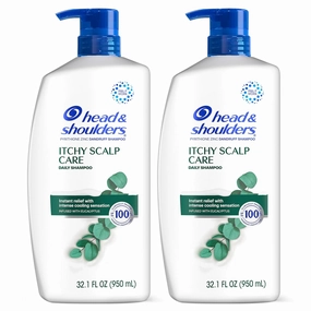 Head & Shoulders Itchy Scalp Care Dandruff Shampoo, Anti-Dandruff Treatment, Infused with Eucalyptus, 32.1 Fl Oz Each, Twin Pack