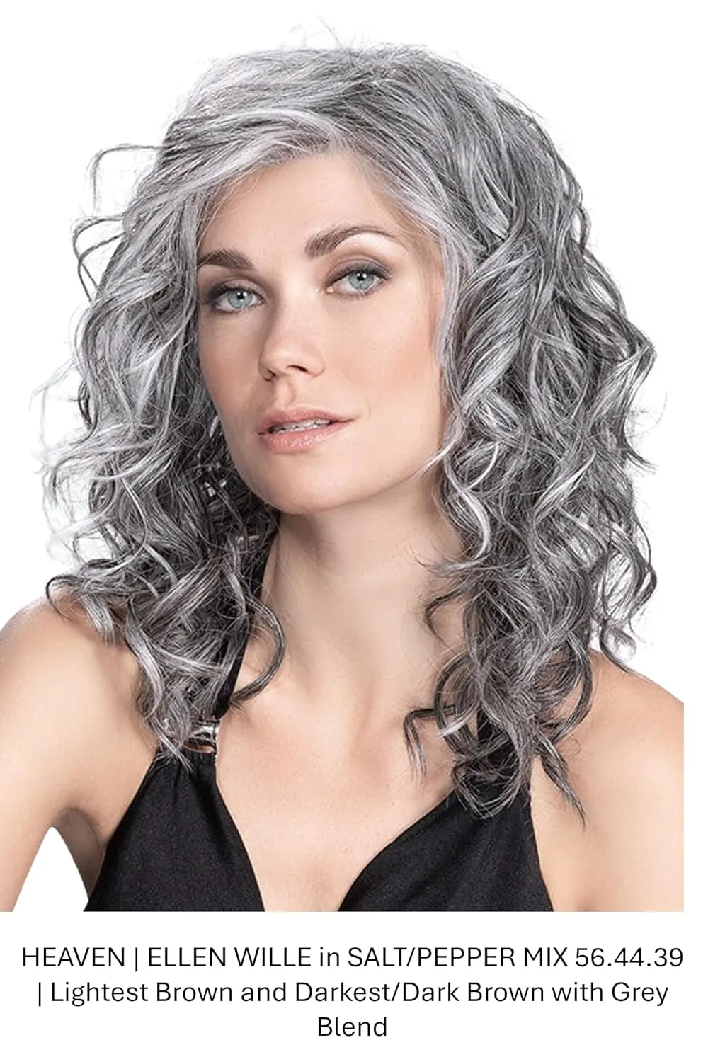 Heaven Mono Part Extended Lace Front Heat Friendly Synthetic Petite Avg Wig 3PC Bundle: Wig, 4oz Enriched Shampoo and Comb (Salt/Pepper Mix 56.44.39)