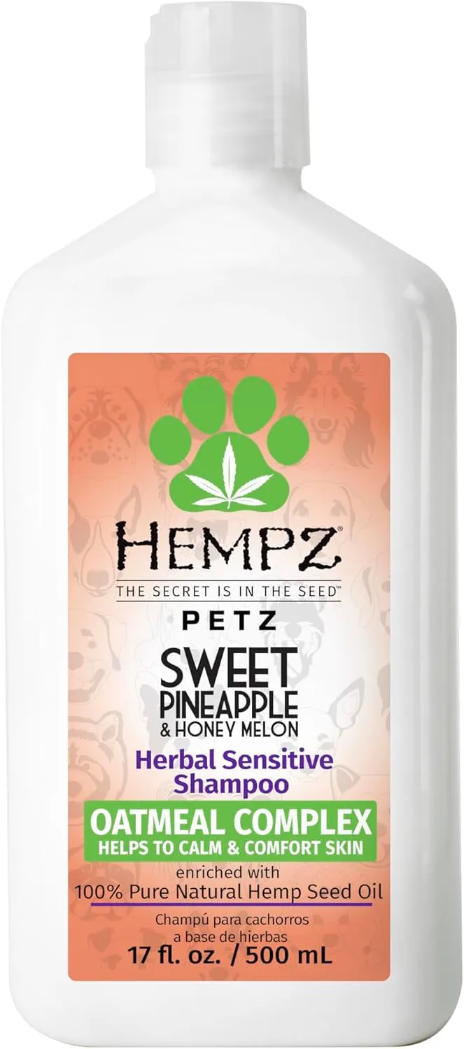 Hempz Petz, Dog Shampoo, Sweet Pineapple & Honey Melon Herbal Sensitive Shampoo, Soothing Oatmeal Complex,17 oz.