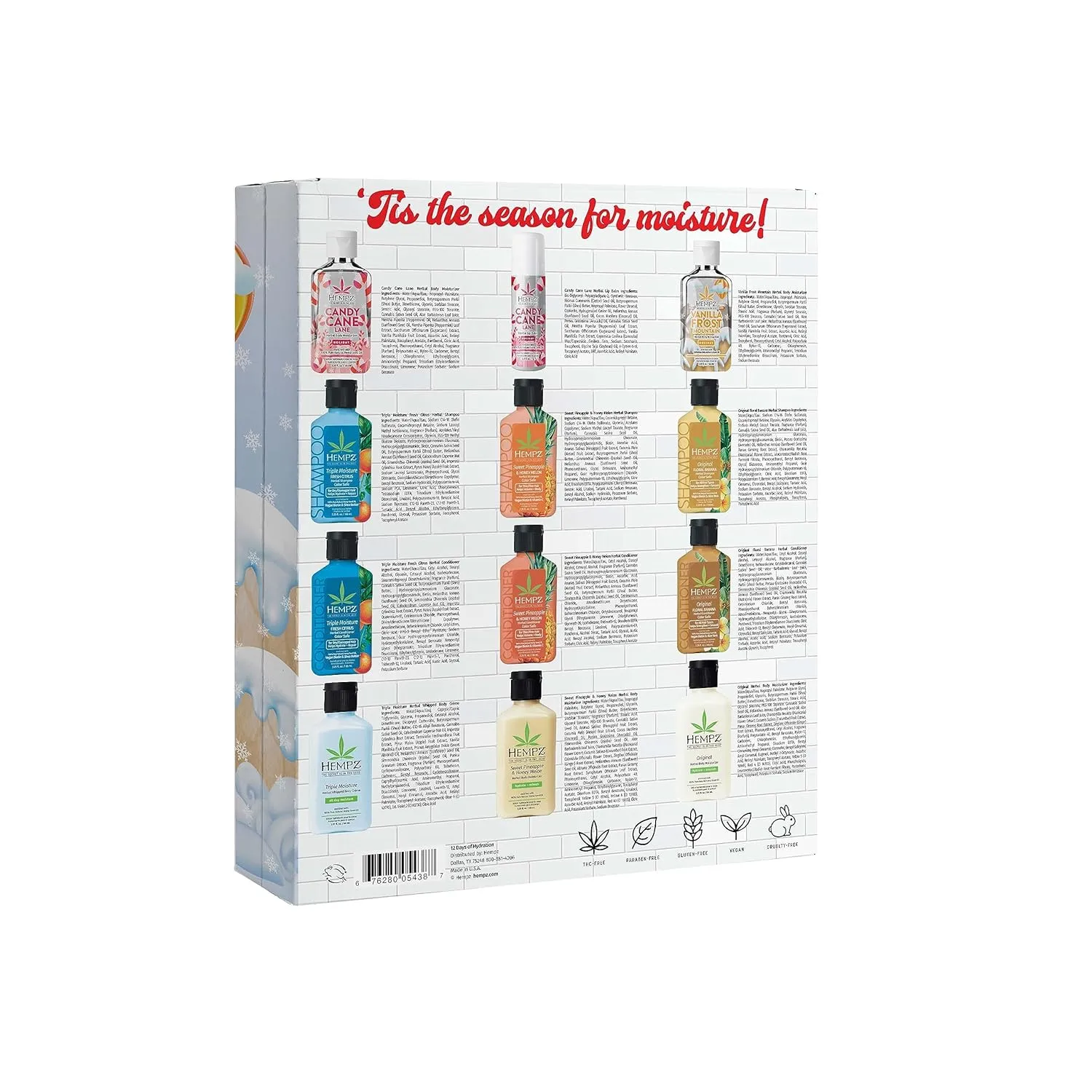Hempz Twelve Days of Hydration Skin Care Gift Set (12-pack) - Holiday Limited Edition