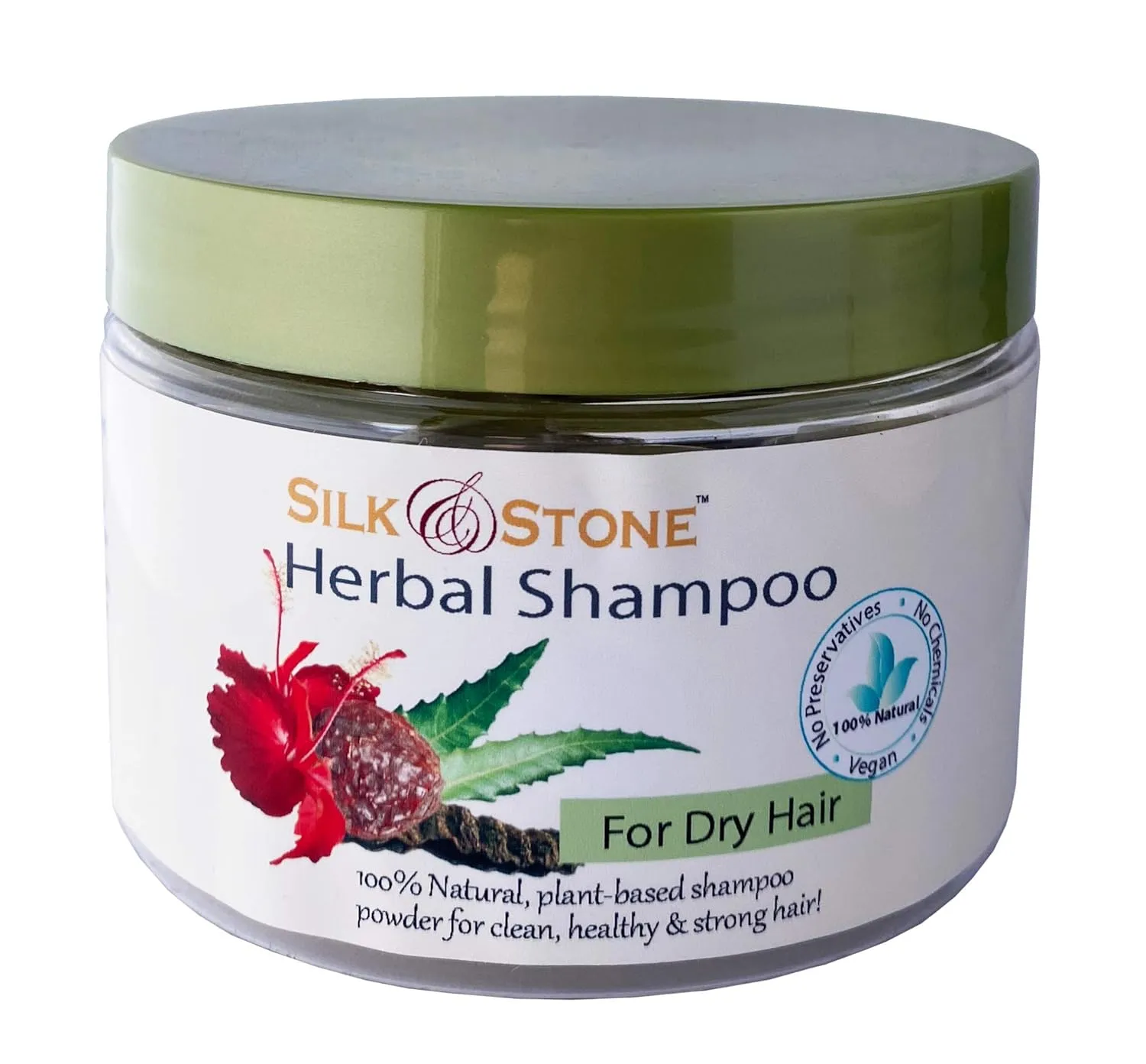 Herbal Shampoo for Dry Hair, Gluten-Free Natural Shampoo Powder for Healthy Hair and Scalp, Vegan Dry Shampoo for Men and Women, 4 ounces - Silk and Stone