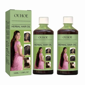 Herbal Hair Oil, Ouhoe Hair Growth Serum, Organic Herbal Blend with Rosmarinus Officinalis, Ginger, Polygonum Multiflorum Root, Extract, Mineral Oil, Suitable for All Hair Types (2)