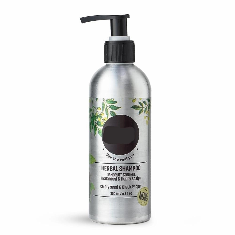 Herbal Shampoo for Dandruff Control, Anti Dandruff Shampoo, Relieves from dandruff related itching, Soothes Scalp & Nourishes Hair, SLS & Paraben Free, For Men and Women, 200ml