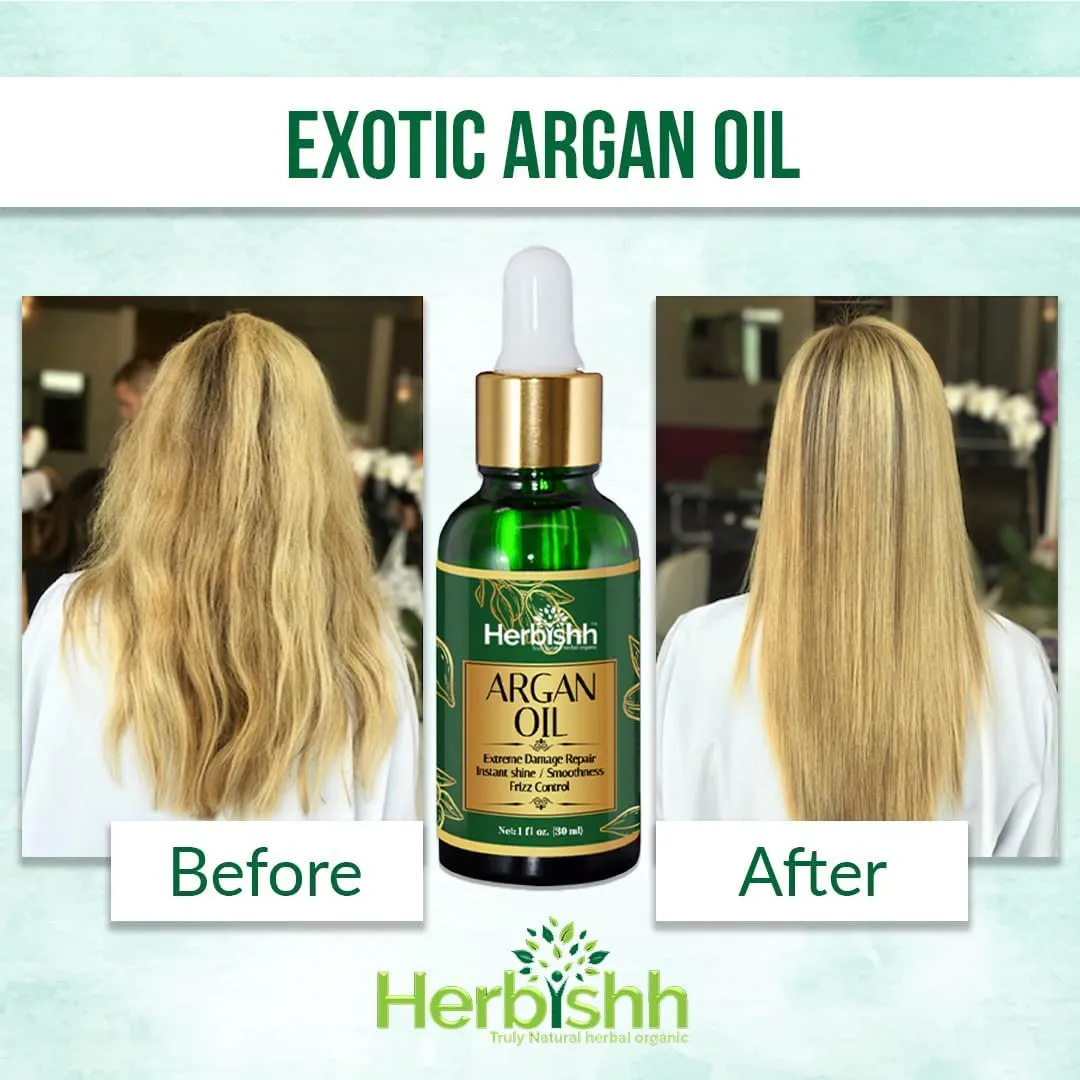Herbishh After Color Shampoo Combo Contains Hair Color Shampoo Hair Dye 500ml Argan Oil 30ml Pro Keratin And Argan Hair Mask For Hair Straightening, Shine And Protection For Men And Women (Black)