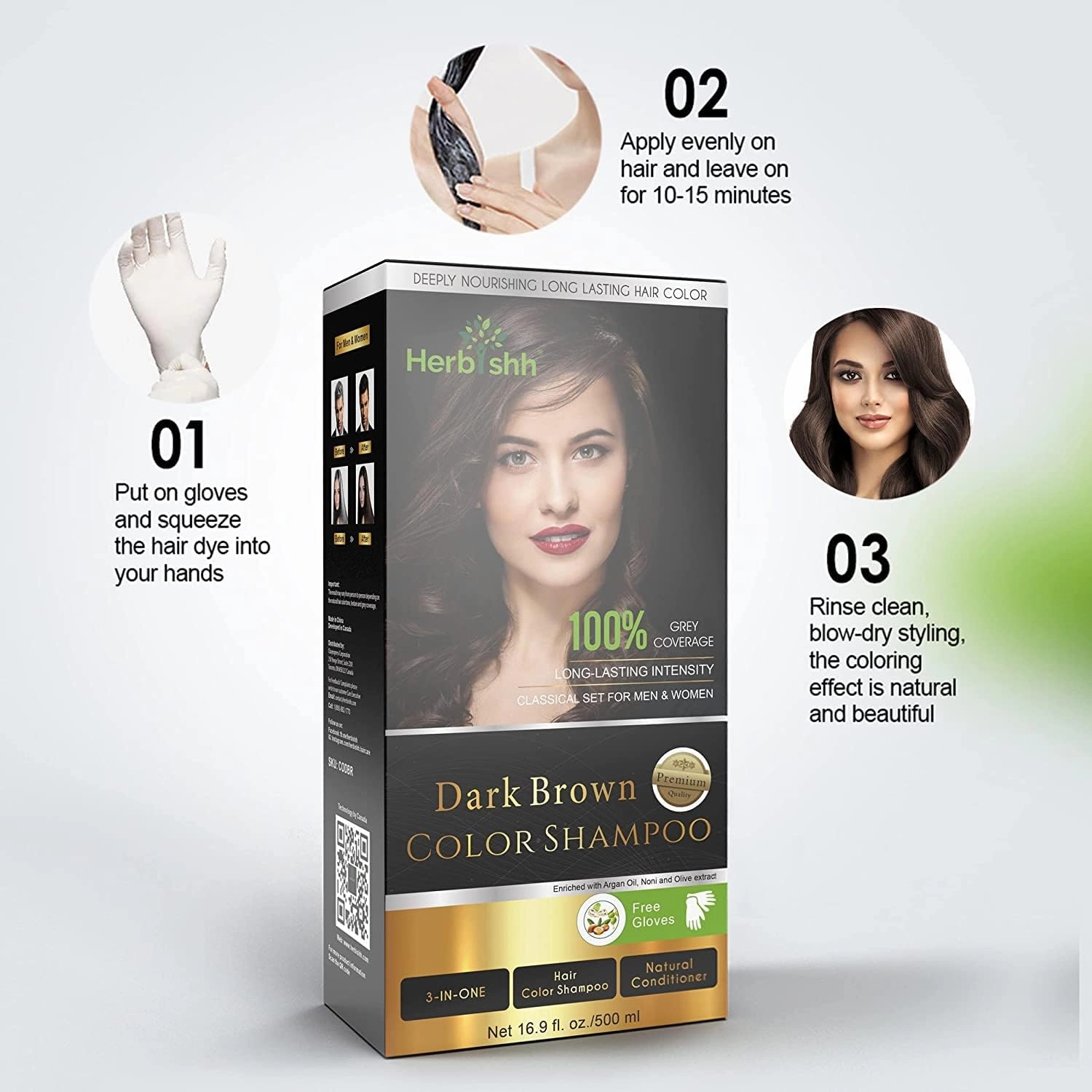 Herbishh After Color Shampoo Combo Contains Hair Color Shampoo Hair Dye 500ml Argan Oil 30ml Pro Keratin And Argan Hair Mask 100gm For Hair Shine And Protection For Men And Women (Dark Brown)