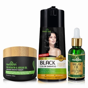 Herbishh Black Hair Color Shampoo Argan Oil Hair Mask Stain Wipes