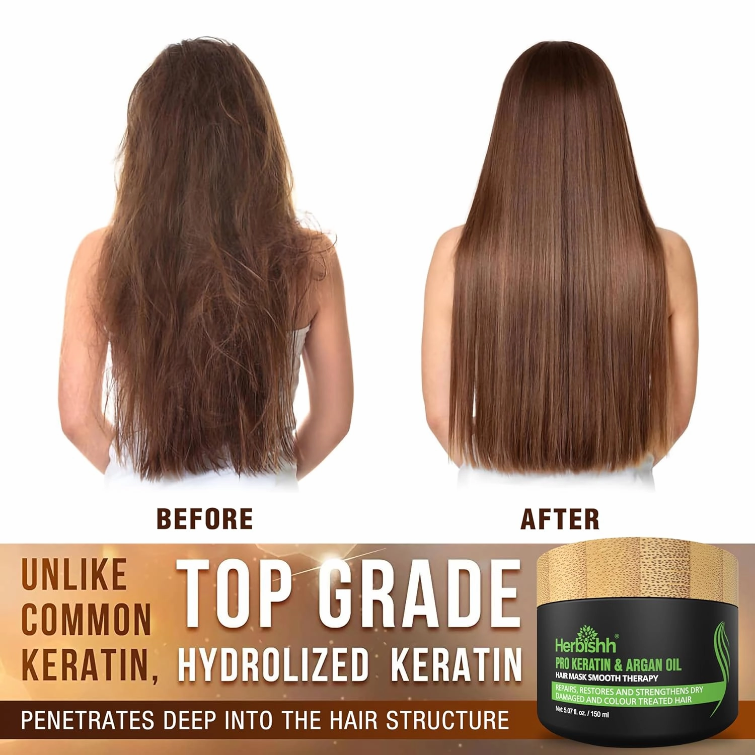 Herbishh Ultimate Combo Hair Color Shampoo Golden Brown 400ml Pack of 2 for Gray Hair   Argan Hair Mask 150gm for Conditioning & Hydration | Shampoo Para teñir el cabello | Long Lasting & DIY |