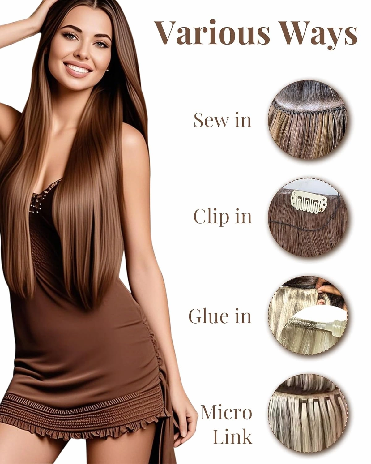 Hetto Sew in Hair Extensions Real Human Hair Highlights Weft Hair Extensions Human Hair Ash Blonde Mix Bleach Blonde Silky Straight 18 Inch 100g