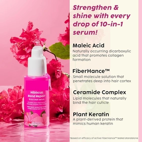 Hibiscus Bond Repair 10-in-1 Hair Serum | FiberHance | Repairs Damage Hair | Strengthens Keratin Structure | Provides 3X strengthening | 50ml