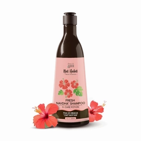 Hibiscus Navdha Shampoo for Hair Growth, Fermented Soy Gentle Cleanser for Long Thick Hair | Natural Shampoo for Oily Scalp & Dry Frizzy Hair with Amla For Women & Men, Sulfate Free| 250ml