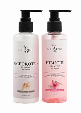 Hibiscus Shampoo for Hair Growth & Dandruff Control – Anti-Hair Fall, Split End Prevention, Anti-Greying, Sulfate-Free, Paraben-Free, with Tulsi, Neem, Vitamin E & Glycerine – 300ml