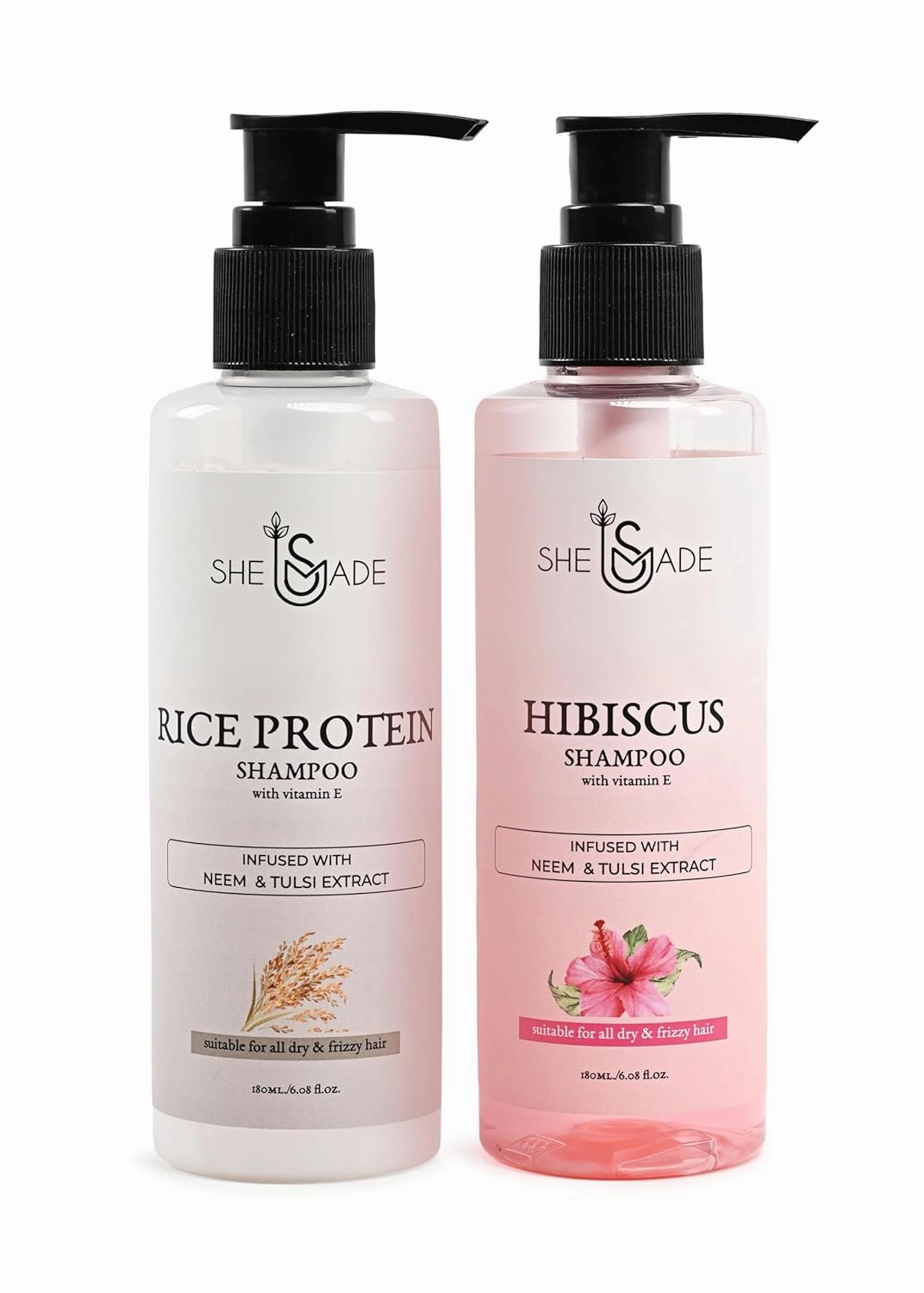 Hibiscus Shampoo for Hair Growth & Dandruff Control – Anti-Hair Fall, Split End Prevention, Anti-Greying, Sulfate-Free, Paraben-Free, with Tulsi, Neem, Vitamin E & Glycerine – 300ml