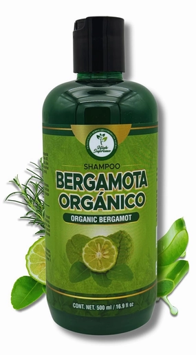 HIGH SUPREME Shampoo organic bergamot (16.9 fl oz) with aloe vera & rosemary SHAMPOO ORGANICO BERGAMOTA con Sabila & Romero Cont. net. 500 ml