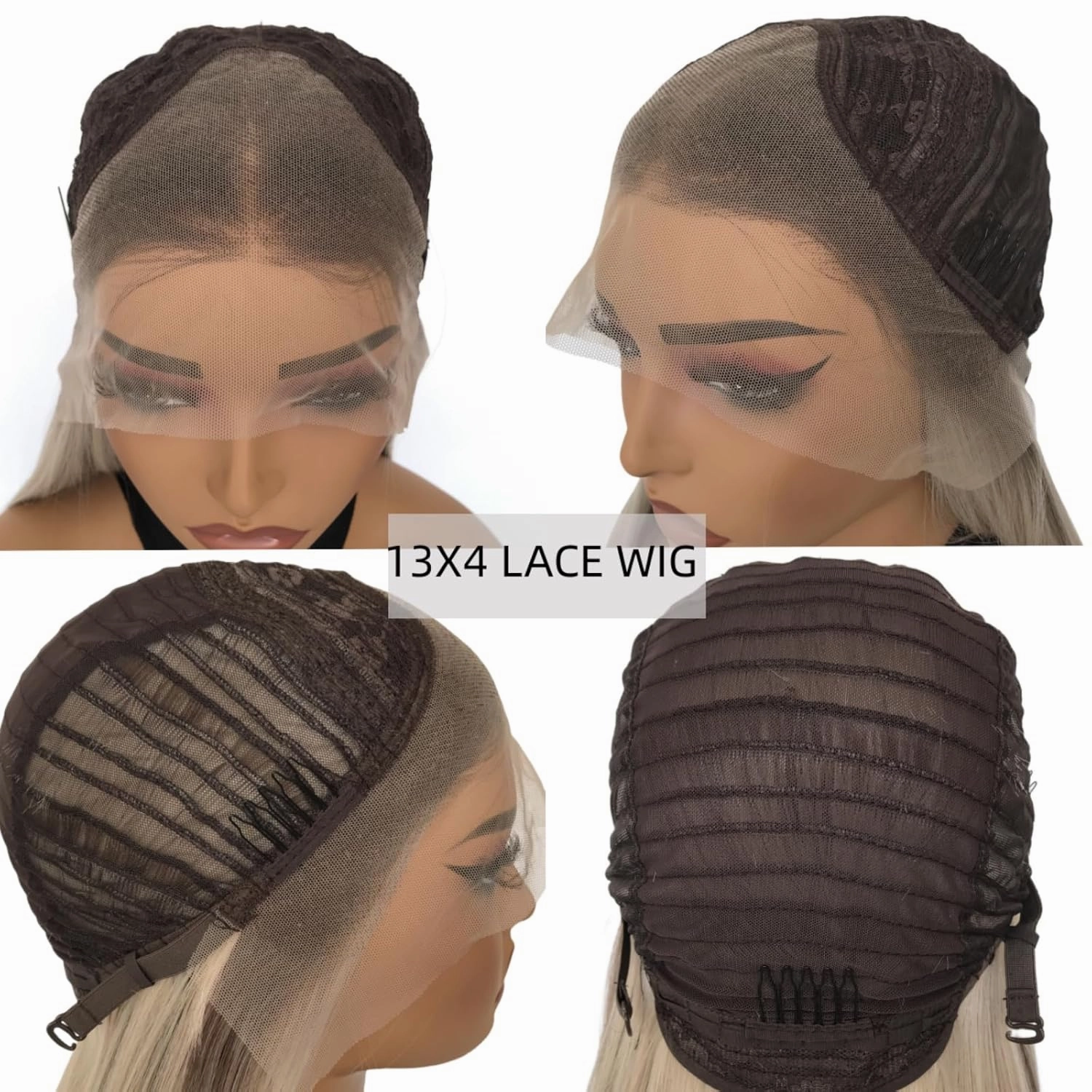 Highlight Ash Blonde Colored Lace Wig Ready to Wear HD Glueless 13x4 Synthetic Lace Front Wigs for Women 26inch 180 Density Pre plucked Natural Hairline
