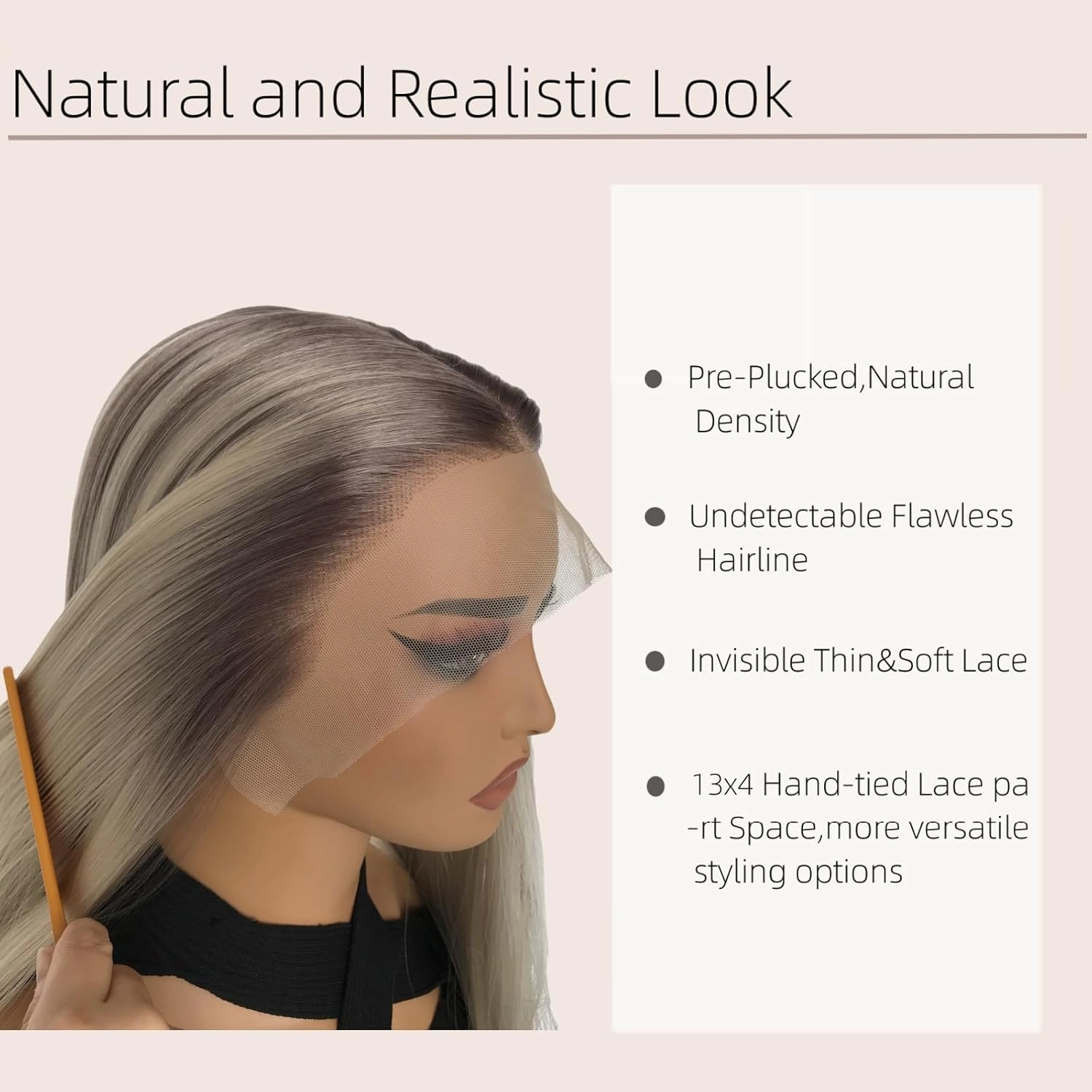 Highlight Blonde Long Straight Lace Front Wig for Women 13x4 Synthetic Lace Wigs Glueless Natural Look Synthetic Heat Resistant Fiber Wig for Daily Use 26inch
