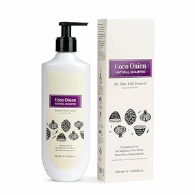 HN Coco Onion Natural Shampoo for Hair Fall Control & Growth, No Parabens, SLS, Silicone & Sulfate Free, 100% Vegan with Coconut Milk, Onion Oil for Women & Men, 300ml