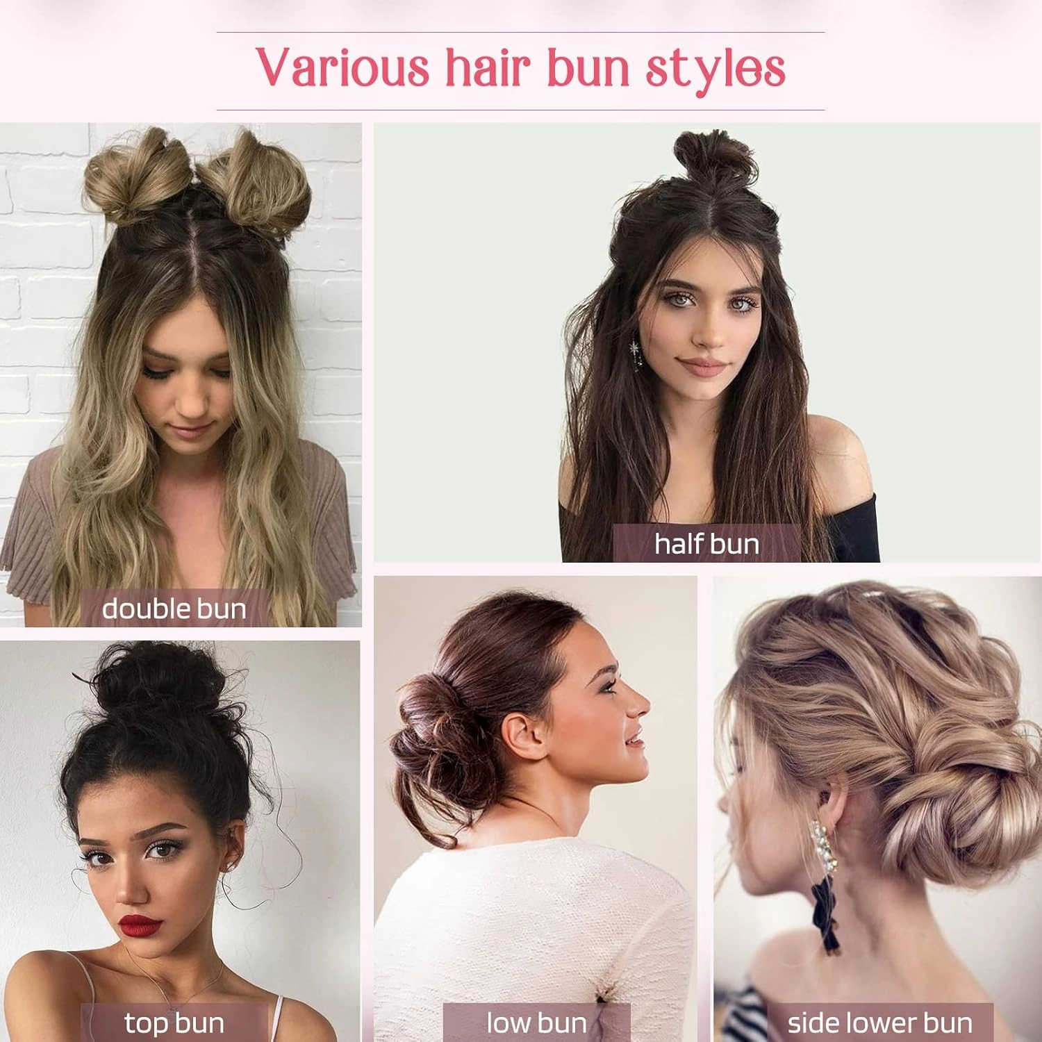 HOOJIH Messy Bun Hair Pieces, 4 Pieces Messy Bun Straight Bun Hair Pieces for Women Wavy Tousled Updo Short Ponytail Hair Extensions Large Bun with Elastic Band - Platinum with Medium Blonde Mixed