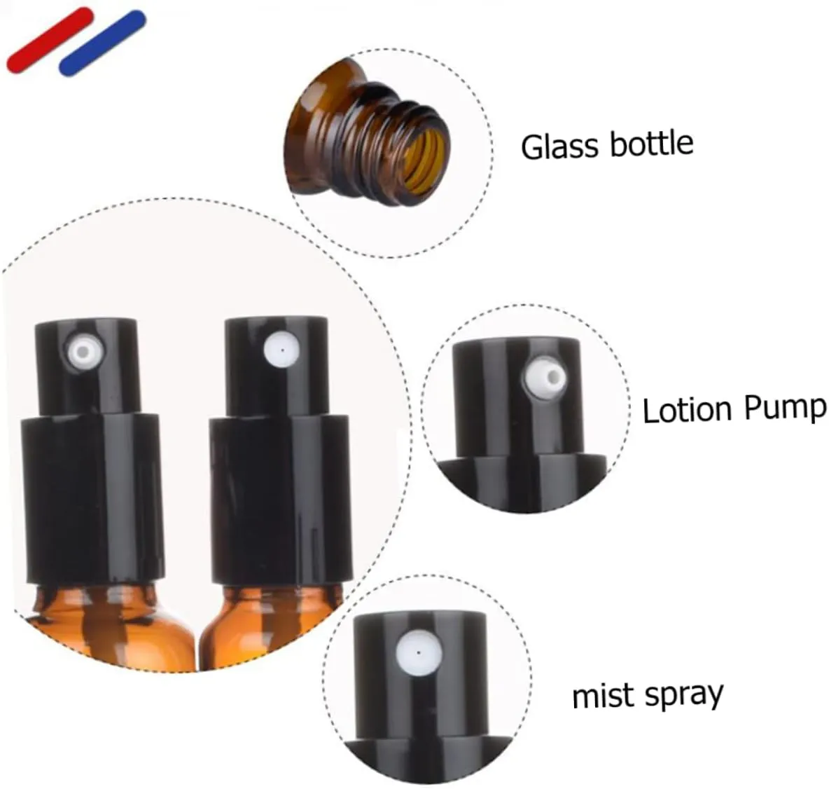 Housoutil 5pcs Spray Bottles Glass Pump Bottle Liquid Subpackaging Bottle Travel Bottle Essential Oil Bottle