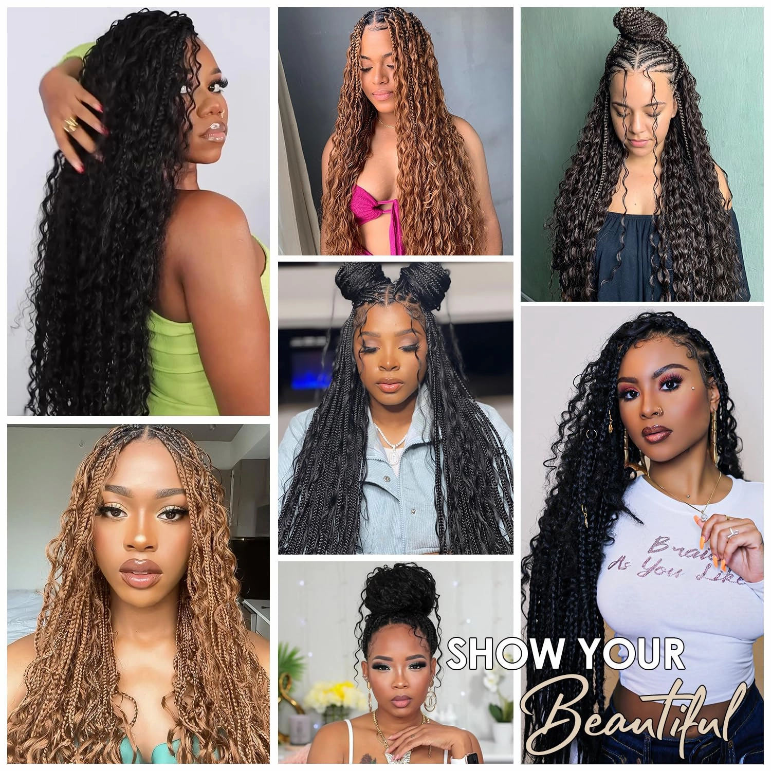 Human Braiding Hair Mixed Synthetic Braiding Hair for Boho Braids 2 Bundles 160g Chocolate Brown Deep Wave Bulk Human Hair for Braiding No Weft Hair Extensions Wet and Wavy Braiding Hair 24inch（4#）