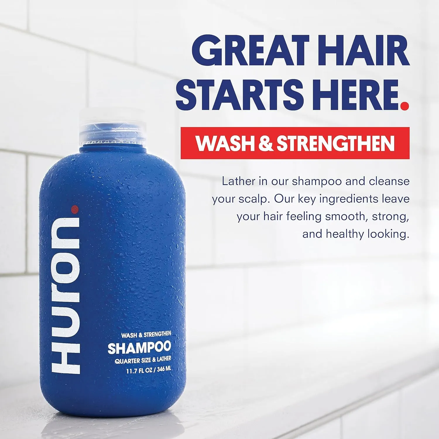 Huron Men's Daily Shampoo for Full & Strong Hair - Nourishing Shampoo with Argan Oil & Vitamins E and B5 - 11.7oz (2 Pack)