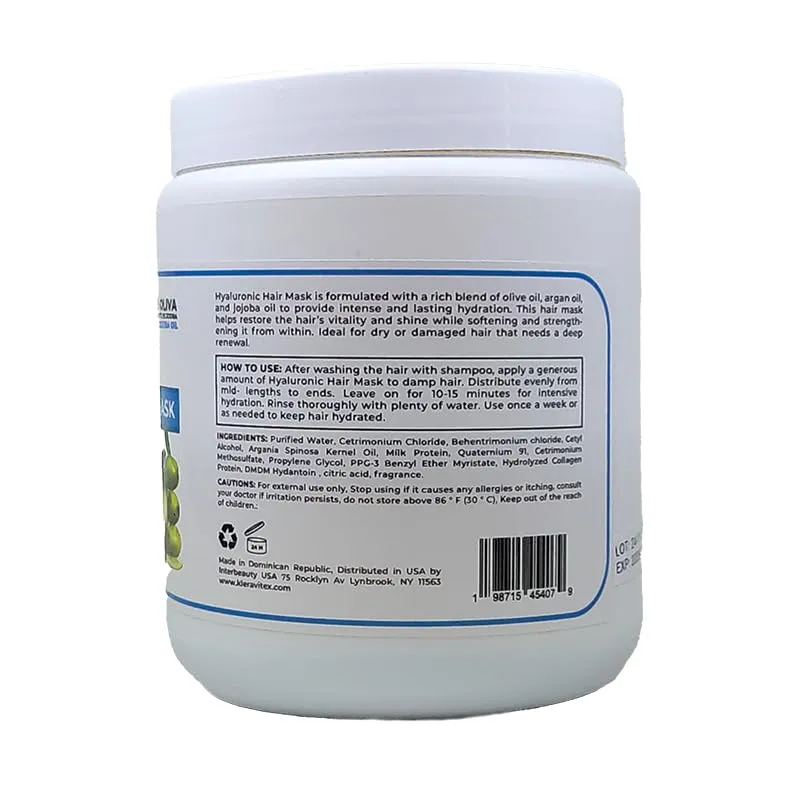 Hyaluronic Hair Mask Formulated With a Rich Blend of Olive Oil and Jojoba Oil to Provide Intense and Lasting Hydration for Dry or Damaged Hair, Restore Vitality and Shine (36 OZ)