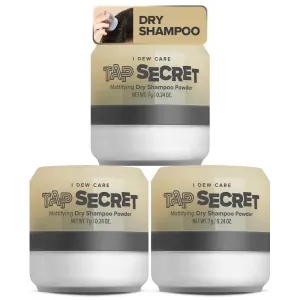 I DEW CARE Biotin Clarifying Dry Shampoo - Tap Secret Original Trio set | Strengthening & Volumizing, Powder Type, Refillable, Travel size, Non-aerosol, Brunette 0.24 Oz x 3ea