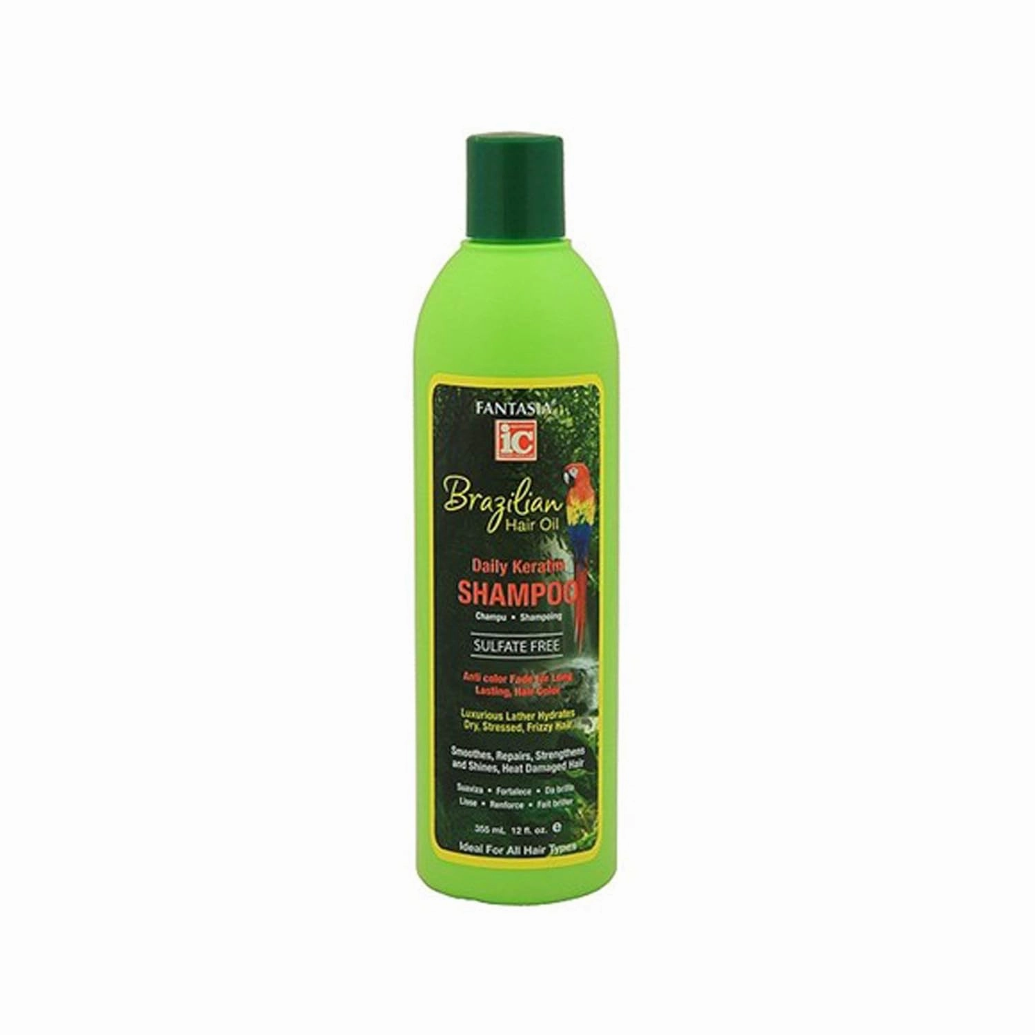 IC Brazilian Hair Oil Daily Keratin Shampoo, green , 12.0 Ounce