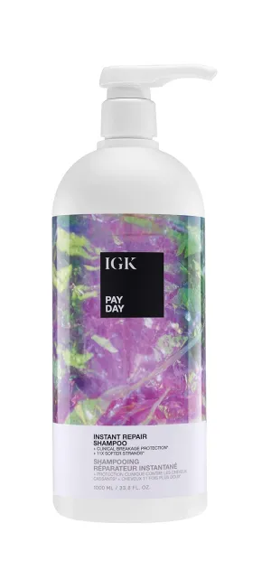 IGK PAY DAY Instant Repair Shampoo Liter | Bond-Building   Damage Repair | Vegan   Cruelty Free | 33.8 Oz