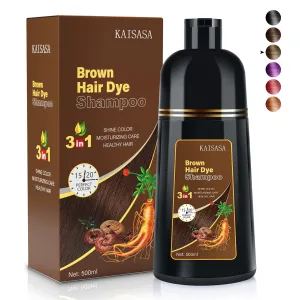 IIIMEIDU Hair Dye Shampoo for Gray Hair, 3 in 1 Herbal Ingredients Natural Shampoo Hair Dye for Women Men, Grey Coverage 500ml (Brown) 1