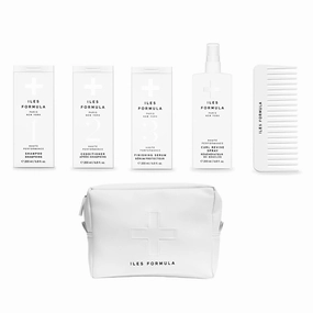 ILES FORMULA Extension Pack – Shampoo   Conditioner   Finishing Serum   Curl Revive Spray & Conditioner Distribution Comb in Faux Leather Beauty Bag (6-Piece Set) - Sulfate, Silicone & Paraben Free