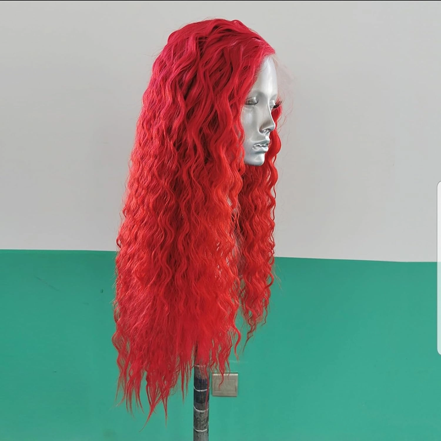 Imeya Long Wavy Red Wigs with Side Part Natural Looking, Synthetic Lace Front Red Curly Wigs for Women, Bright Red Cosplay Wig for Daily Use Costume Themed Party 24 Inch
