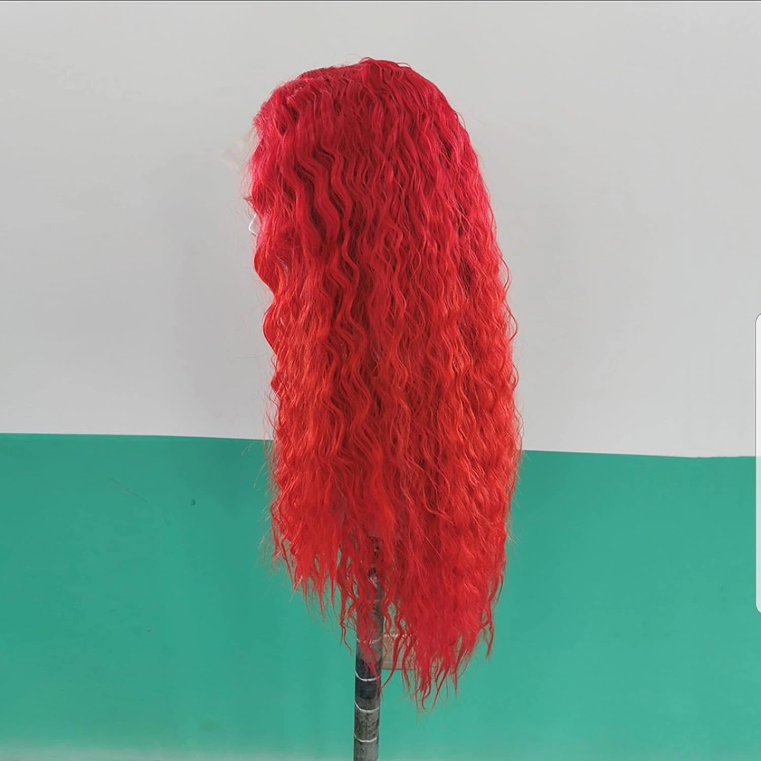 Imeya Long Wavy Red Wigs with Side Part Natural Looking, Synthetic Lace Front Red Curly Wigs for Women, Bright Red Cosplay Wig for Daily Use Costume Themed Party 24 Inch