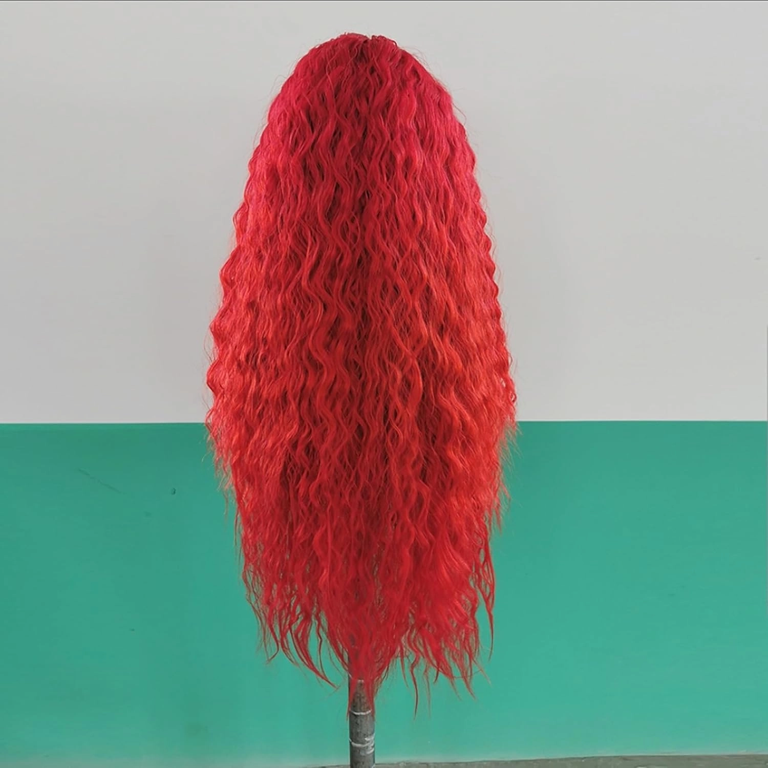 Imeya Long Wavy Red Wigs with Side Part Natural Looking, Synthetic Lace Front Red Curly Wigs for Women, Bright Red Cosplay Wig for Daily Use Costume Themed Party 24 Inch