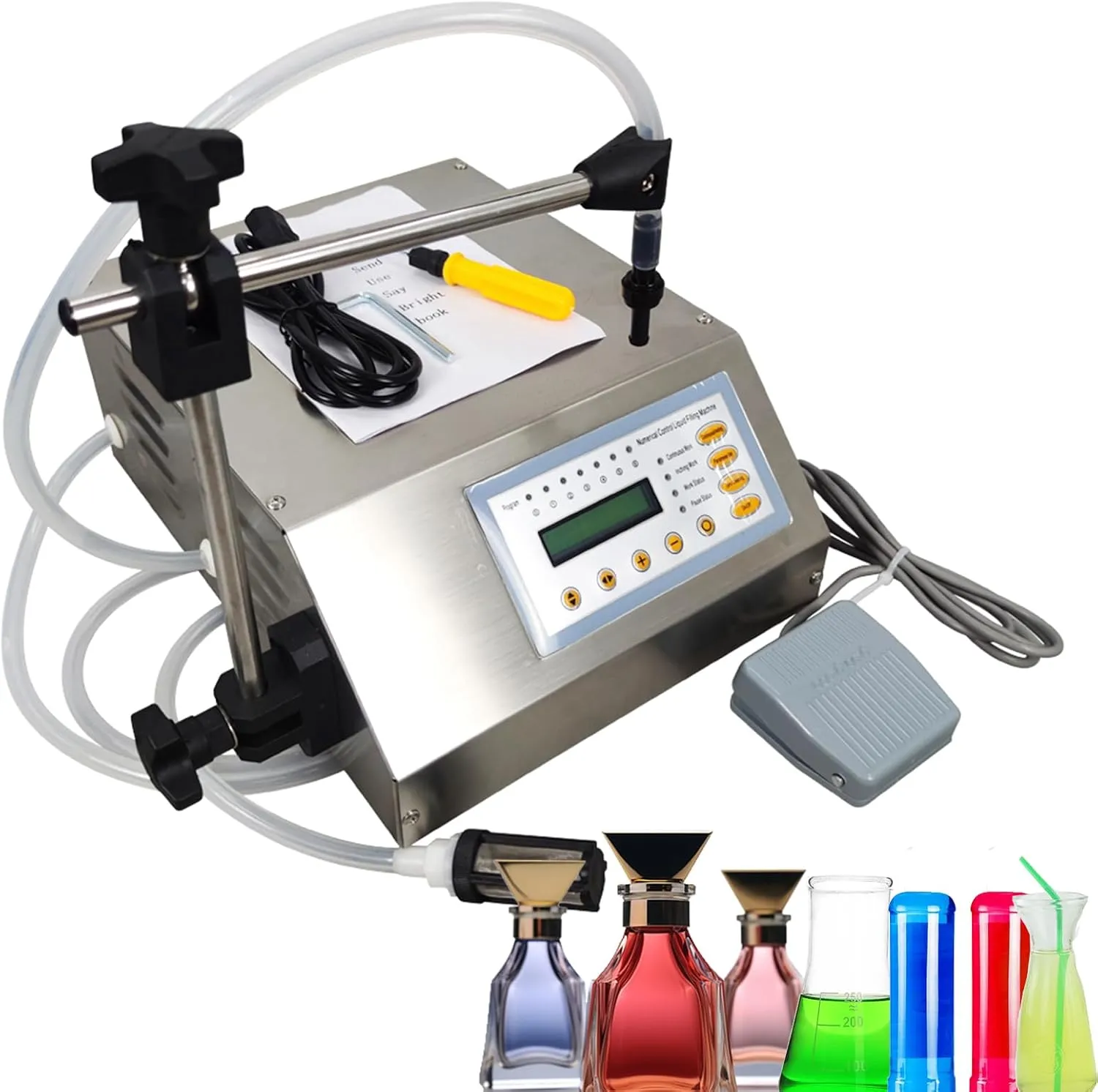 INTBUYING Liquid Filling Machine 3.2L/min Large Flow Liquid Filler with Digital-control System 2ml-3500ml Filling volume Filling Machine for Cosmetics,shampoo,oil