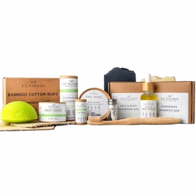 J&L Naturals | Exceptional Self-Care Kit With Cleanser, Konjac Sponge, Face Mask, Face Salve, Lip Balm, Shampoo, Hair Serum, Deodorant, Toothbrush & More (Hydrate (dry), Exceptional)