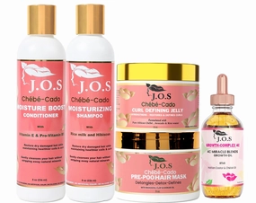J'Organic Solutions 5-in-1 Chebe-Cado Hair Care Kit - Pre shampoo Clay Hair Mask Moisturizing Shampoo, Deep Hydration Conditioner, Hair and Miracle blend oil, Detoxifying and Curl Defining Jelly