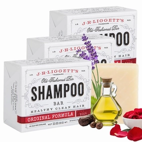 J·R·LIGGETT'S Shampoo Bar, Original Formula - Supports Strong and Healthy Hair - Nourish with Antioxidants and Vitamins - Detergent and Sulfate-Free - Set of Three 3.5 Ounce Bars