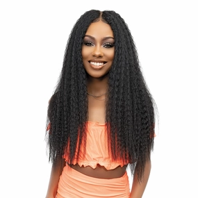 Janet Collection HD Swiss Lace Front Wig Melt Hand-Tied 13X6 Kinky Wig 28" (M.BLYG/CARAMEL)