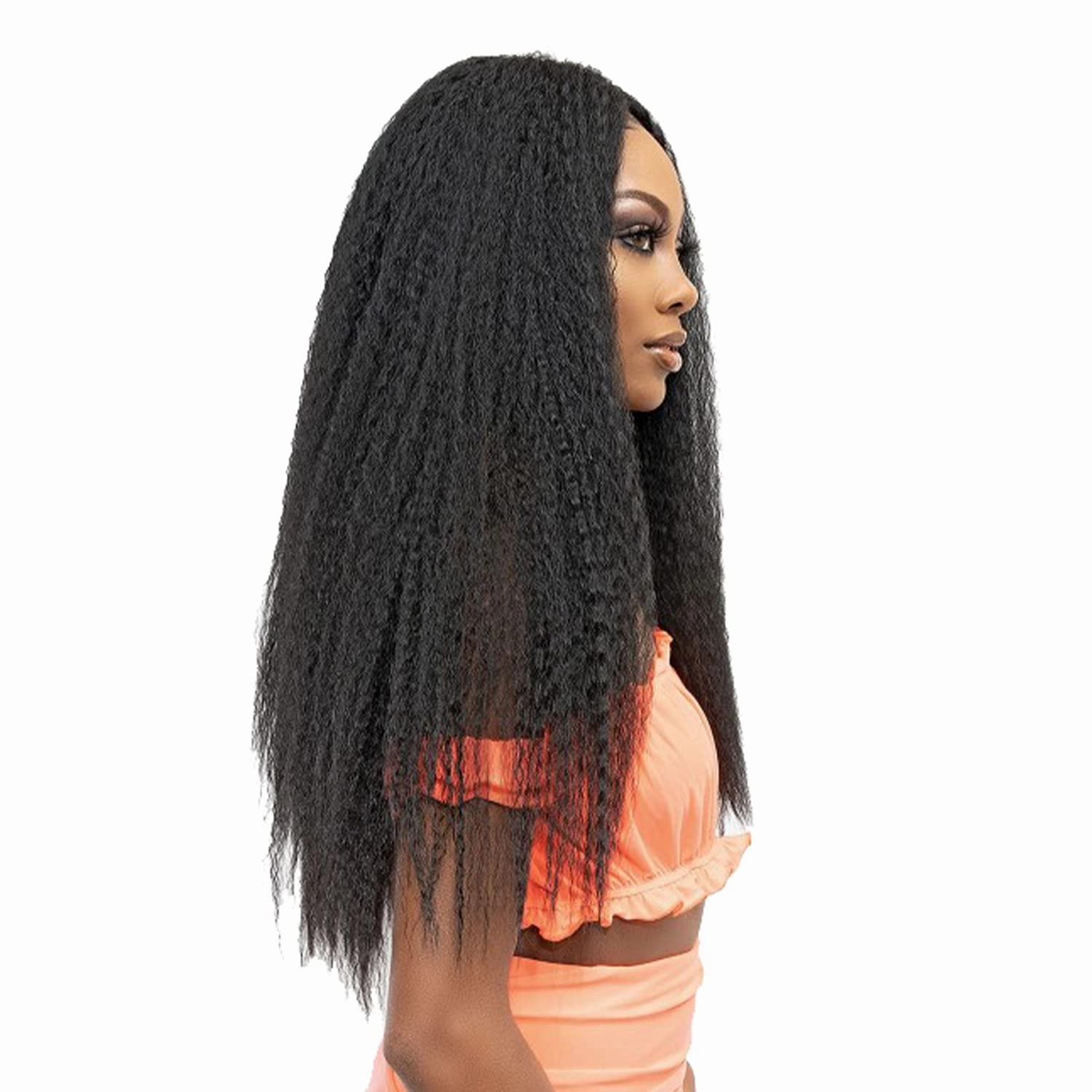 Janet Collection HD Swiss Lace Front Wig Melt Hand-Tied 13X6 Kinky Wig 28" (M.BLYG/CARAMEL)