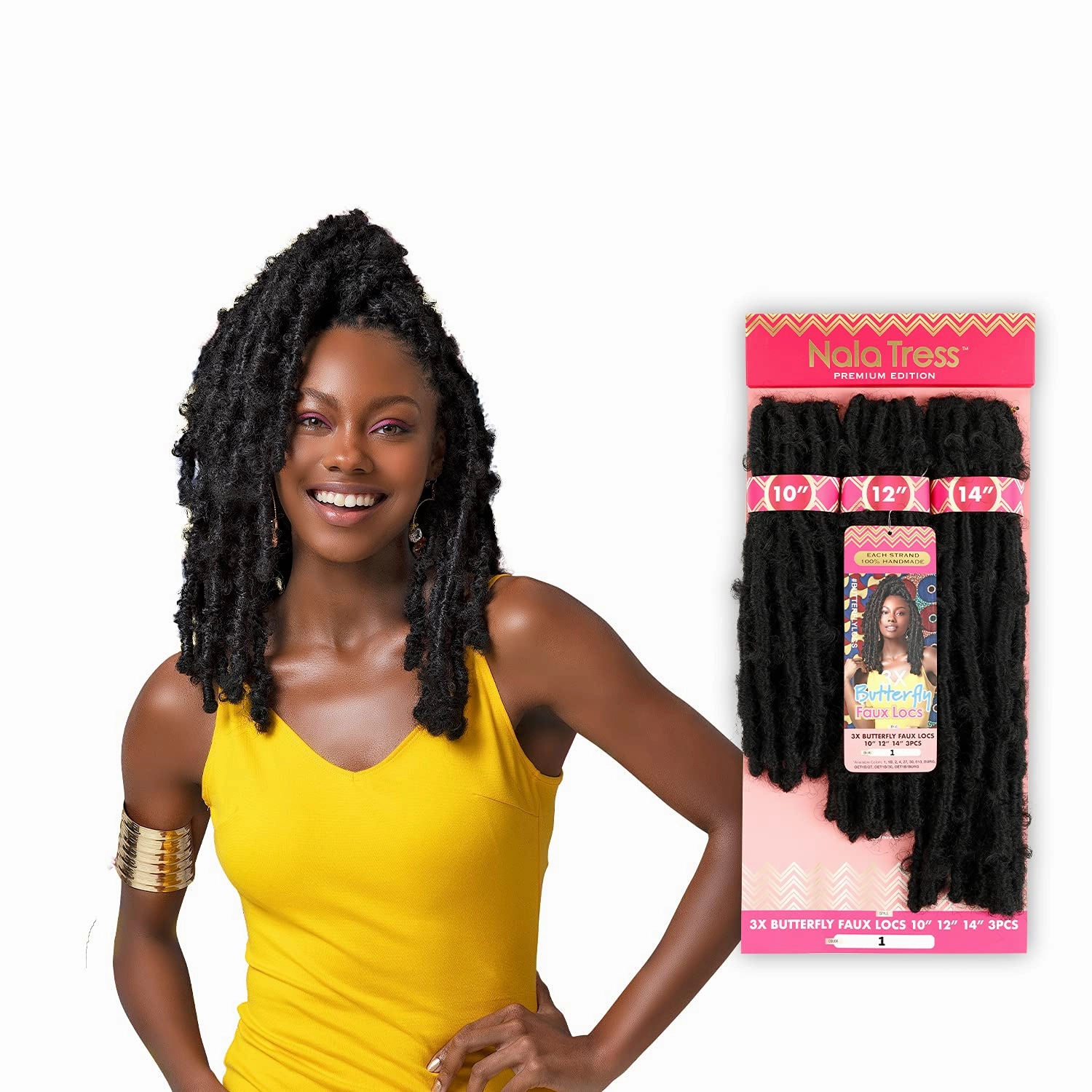 Janet Collection Nala Tress 3X BUTTERFLY FAUX LOCS Crochet Braid (10"/12"/14") (27)