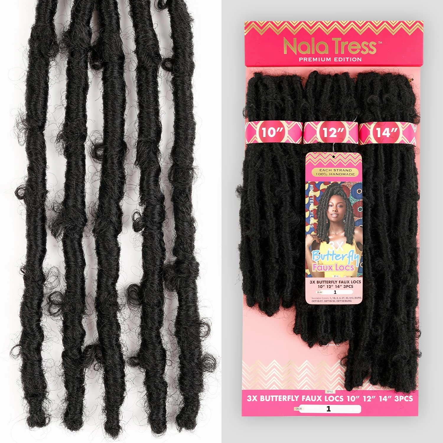 Janet Collection Nala Tress 3X BUTTERFLY FAUX LOCS Crochet Braid (10"/12"/14") (27)