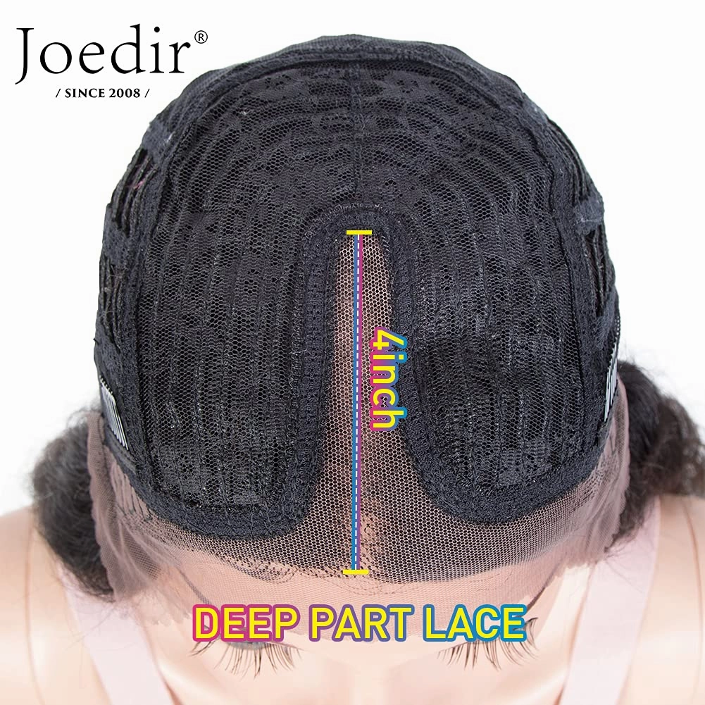 Joedir 30'' Long Wavy Lace Front with 1.5"x3" Deep Part Lace Wig Heat Resistant Synthetic Wigs For Black Women 130% Density(Ombre Brown Color)