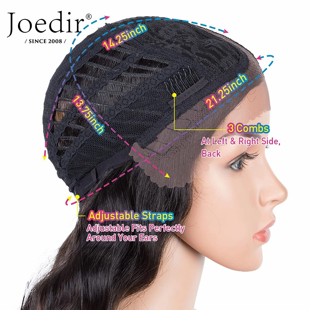 Joedir 30'' Long Wavy Lace Front with 1.5"x3" Deep Part Lace Wig Heat Resistant Synthetic Wigs For Black Women 130% Density(Ombre Brown Color)